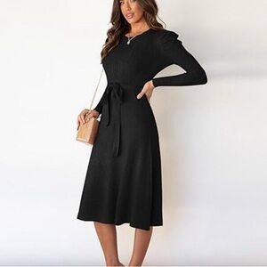 Elegant Black Long-Sleeve Dress